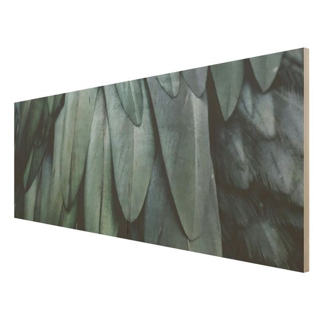 Wood print - Feathers In Aquamarine