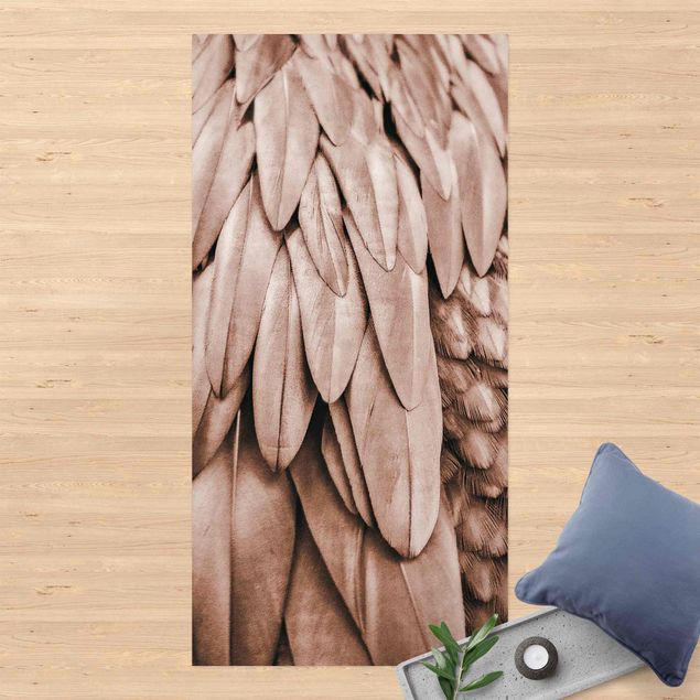 outdoor patio rugs Feathers In Rosegold