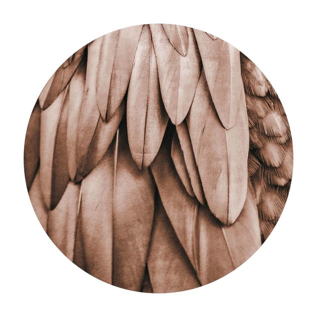 Vinyl Floor Mat round - Feathers In Rosegold