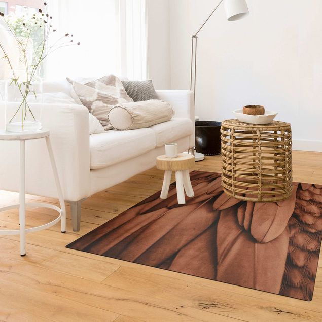 Brown rugs Feathers In Rosegold