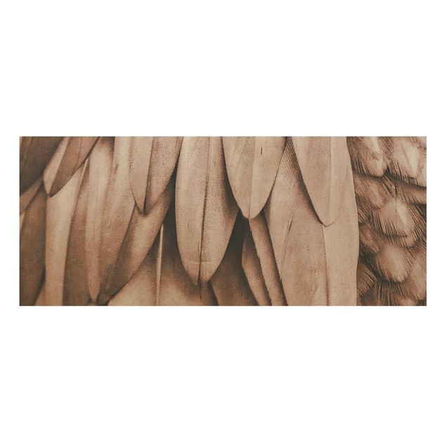 Wood print - Feathers In Rosegold