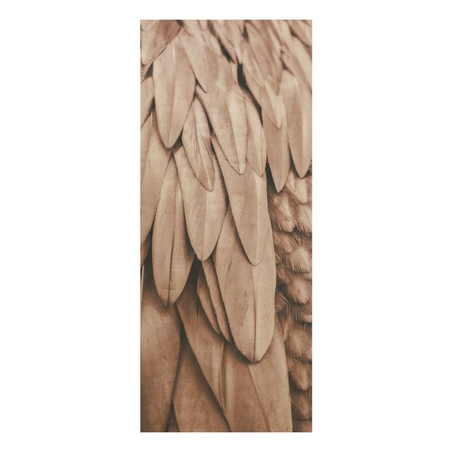 Wood print - Feathers In Rosegold