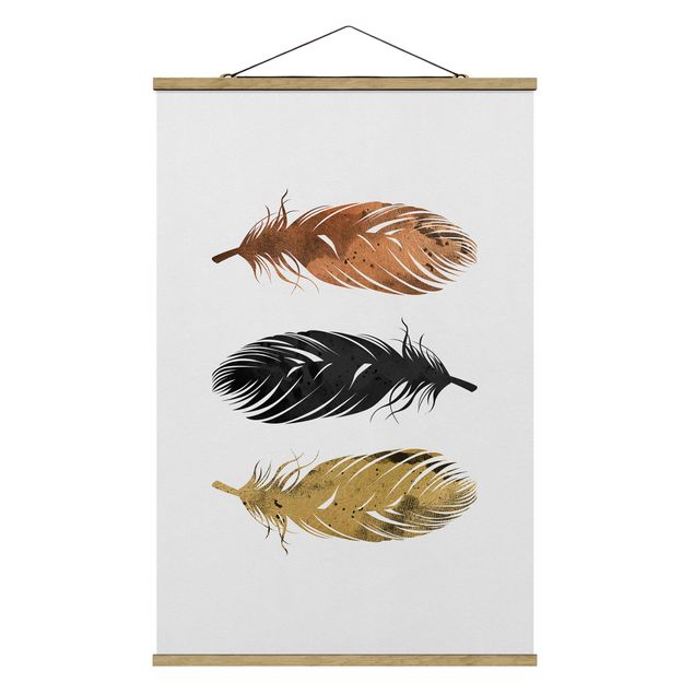 Fabric print with poster hangers - Feathers - Portrait format 2:3