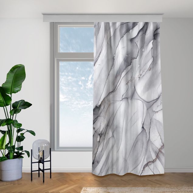 custom curtain Rock Contour Line In Grey