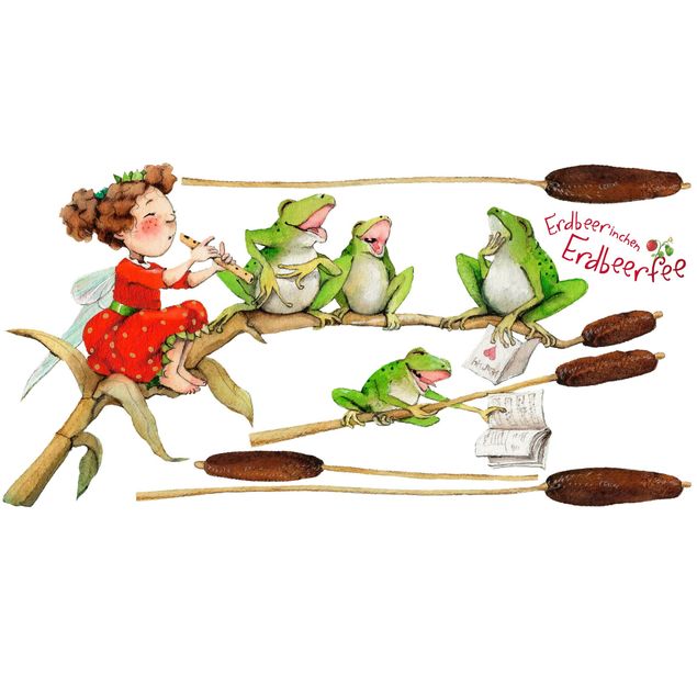 Window sticker - Little Strawberry Strawberry Fairy - Concert With Frogs