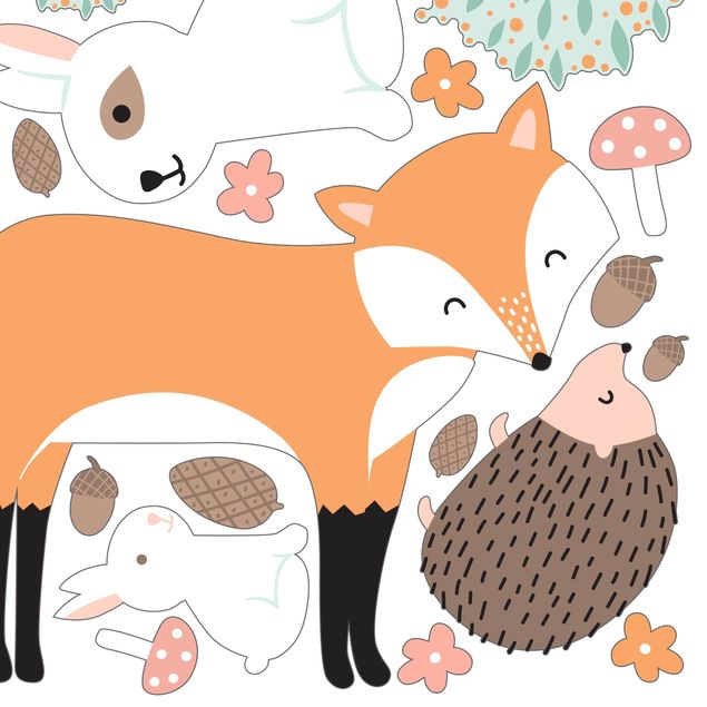 Window sticker - Forest Friends With Hare Hedgehog And Fox