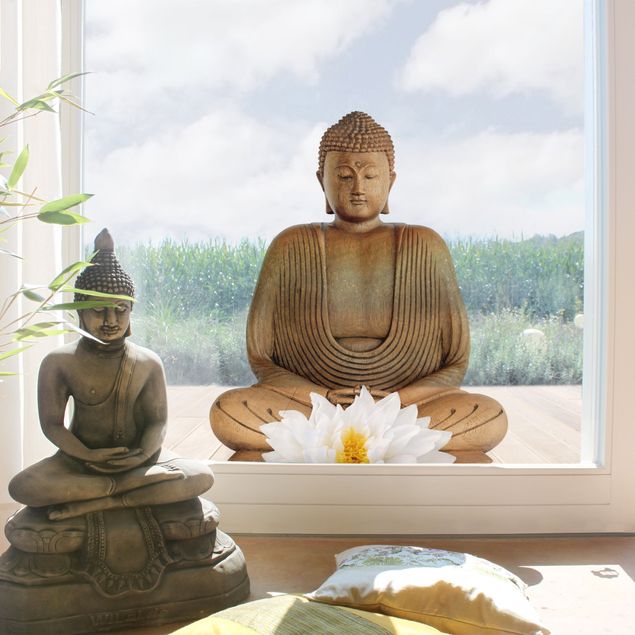 Window sticker - Wooden Lotus Buddha