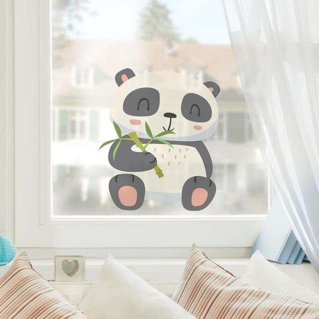 Window sticker - Panda Munching On Bamboo