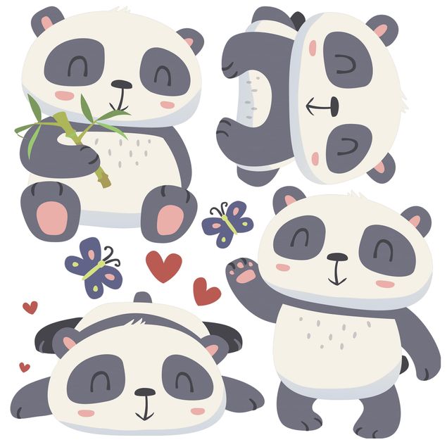 Window sticker - Sweet Panda Bear Set