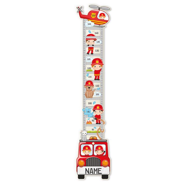 Wooden height chart for kids - Fire Brigade Set With Customised Name