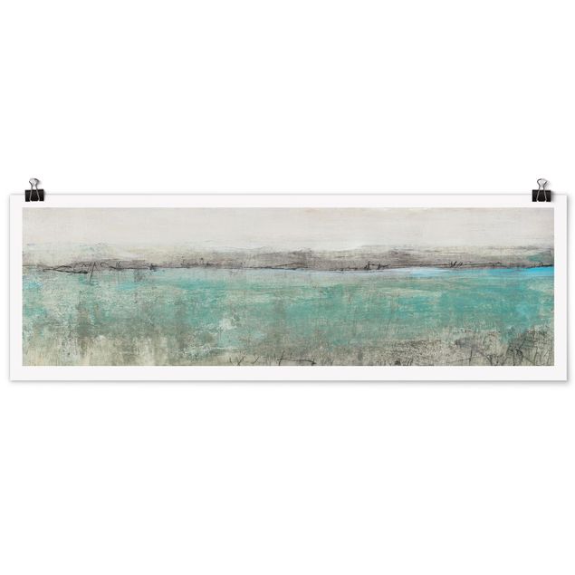 Panoramic poster abstract - Horizon Over Turquoise I