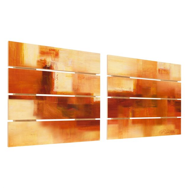 Print on wood - Composition In Orange And Brown