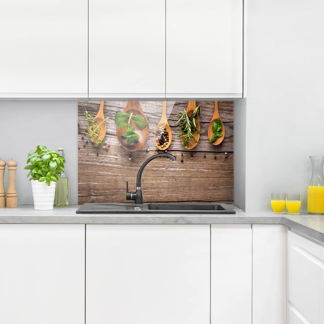 Glass splashback wood Herbs And Spices