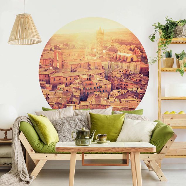 Self-adhesive round wallpaper - Fiery Siena