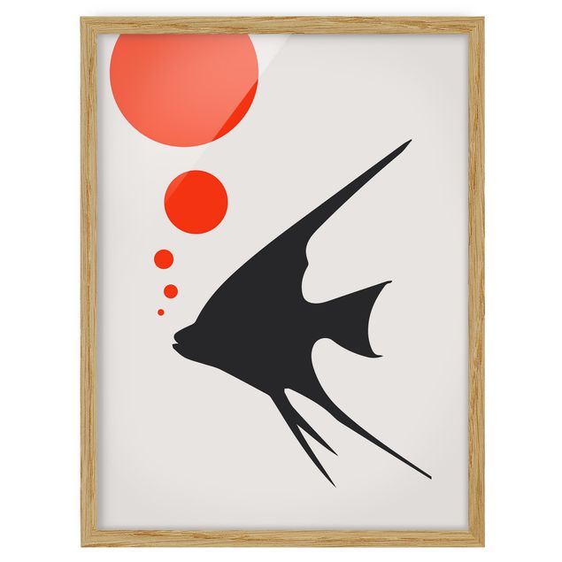 Framed poster - Fish With Red Bubbles