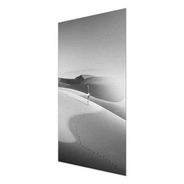 Glass print - Flamingo In The Desert - Portrait format 2:3