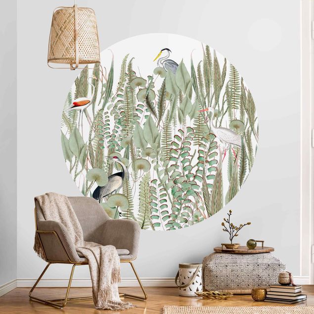 Wallpapers Flamingo And Stork With Plants