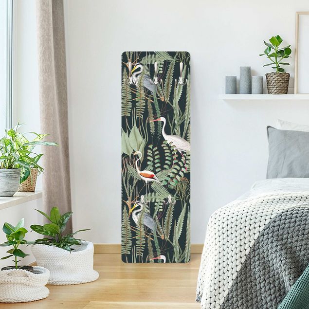 Coat rack modern - Flamingos And Storks With Plants On Green