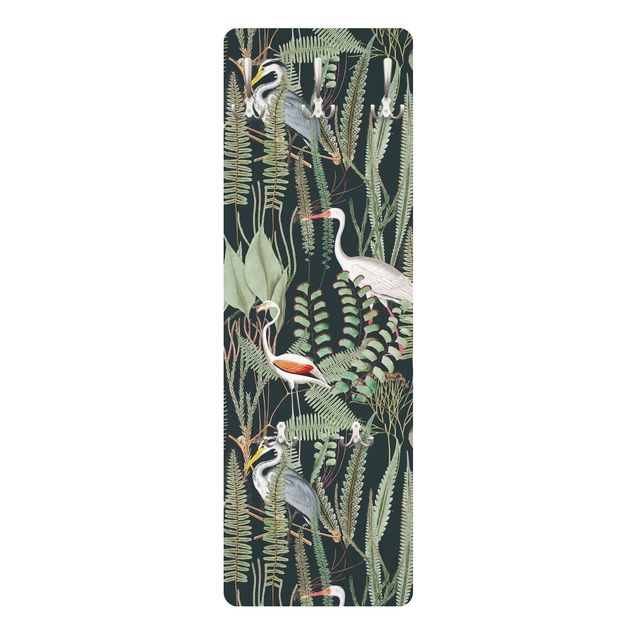 Coat rack modern - Flamingos And Storks With Plants On Green