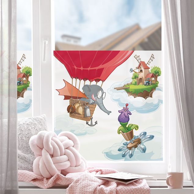 Window decoration - Flying Elephant Farm In The Clouds