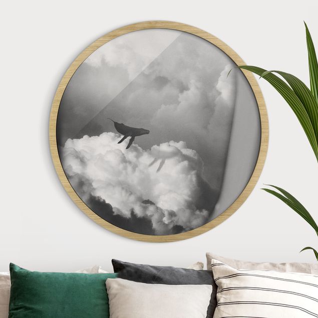 Framed prints round Flying Whale Up In The Clouds
