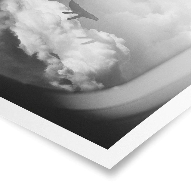 Poster art print - Flying Whale Up In The Clouds - 2:3