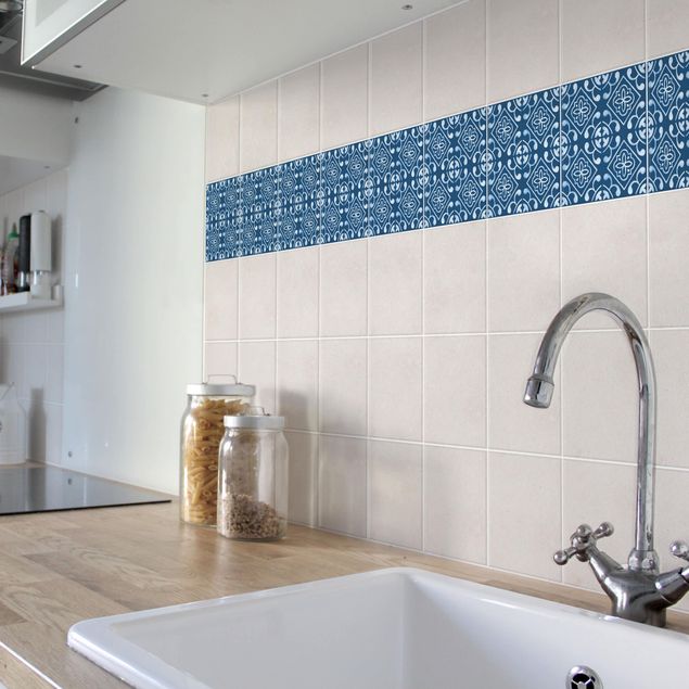 Tile sticker - Dark Blue White Pattern Series No.02