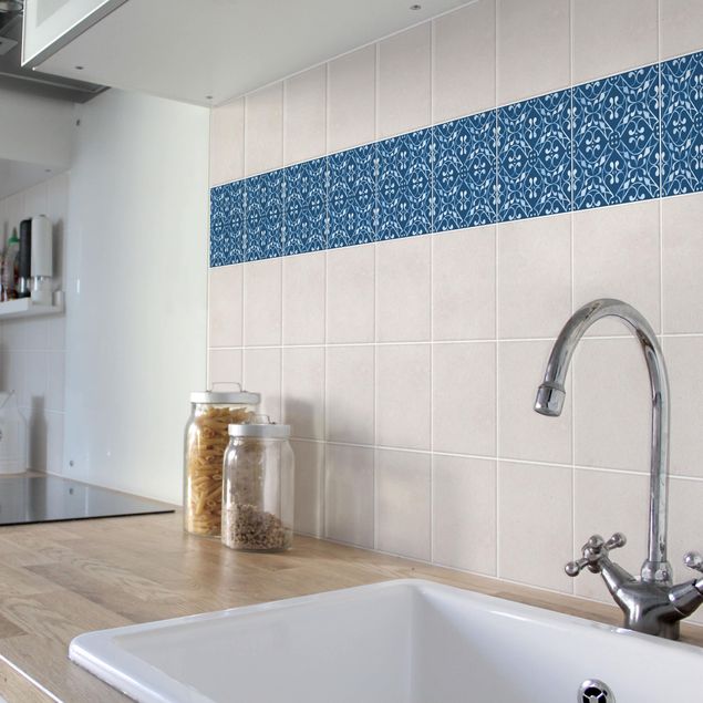 Tile sticker - Dark Blue White Pattern Series No.03