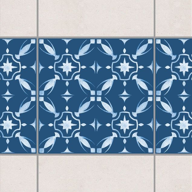 Tile sticker - Dark Blue White Pattern Series No.01