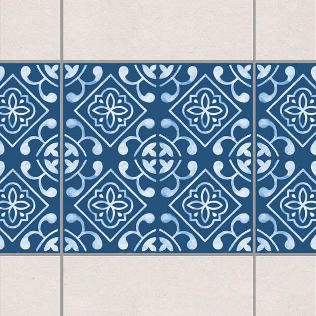 Tile sticker - Dark Blue White Pattern Series No.02