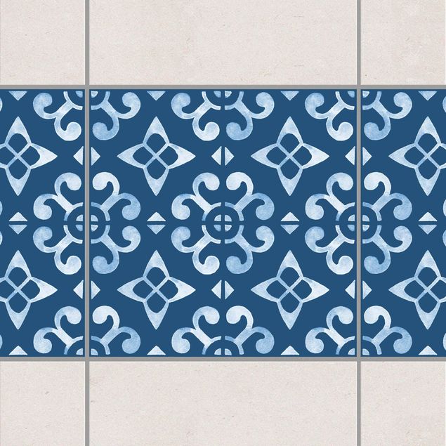 Tile sticker - Dark Blue White Pattern Series No.05