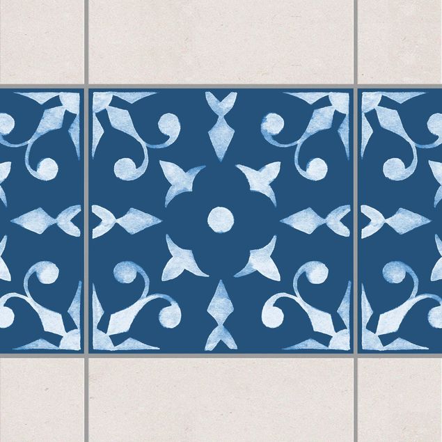 Tile sticker - Pattern Dark Blue White Series No.6