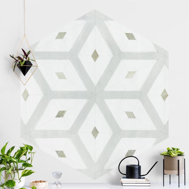 Self-adhesive hexagonal wall mural Tiles From Sea Glass