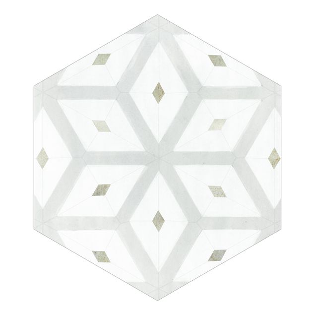 Self-adhesive hexagonal pattern wallpaper - Tiles From Sea Glass