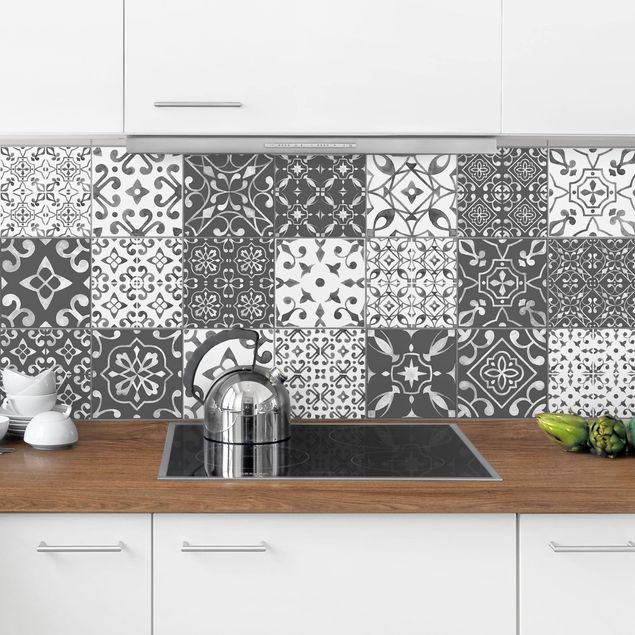 Tile sticker - Multicolour Pattern Gray White
