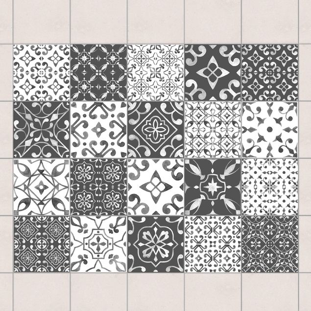 Tile sticker - Multicolour Pattern Gray White