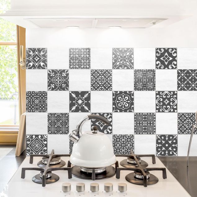 Tile sticker - Mix Pattern Dark Gray White