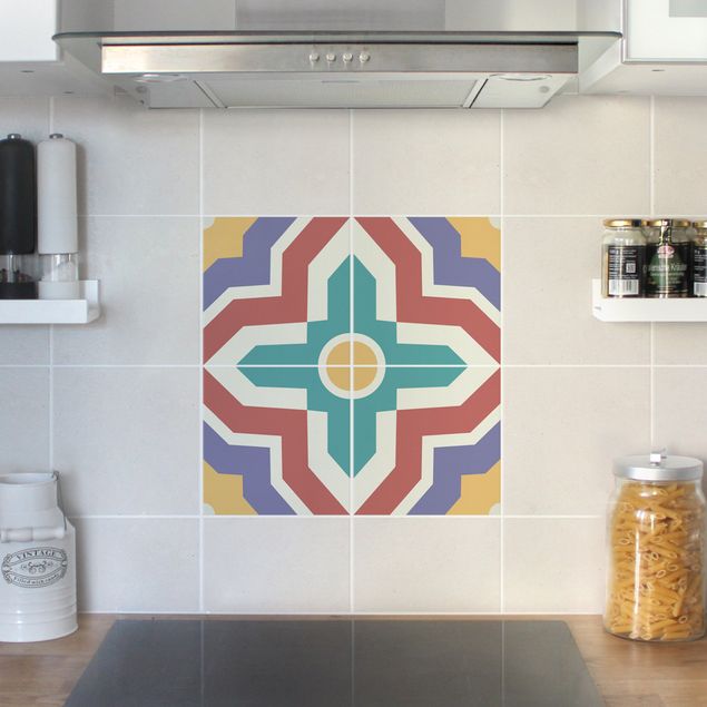 Tile sticker - 4 Moroccan tiles crisscross