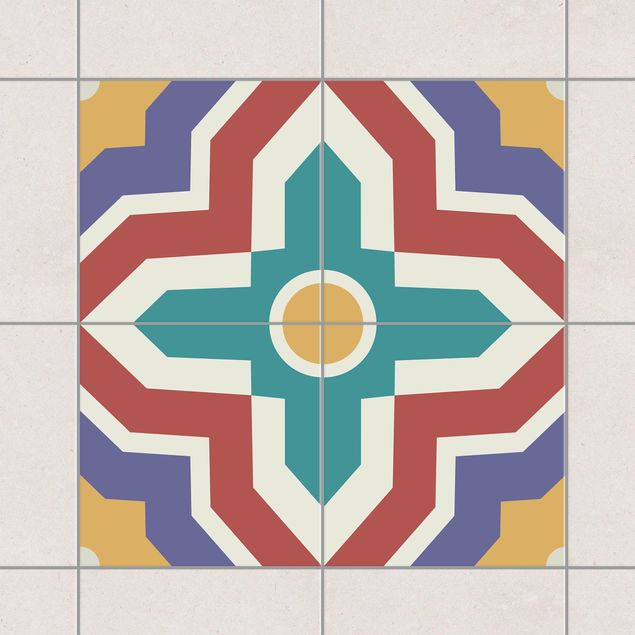 Tile sticker - 4 Moroccan tiles crisscross
