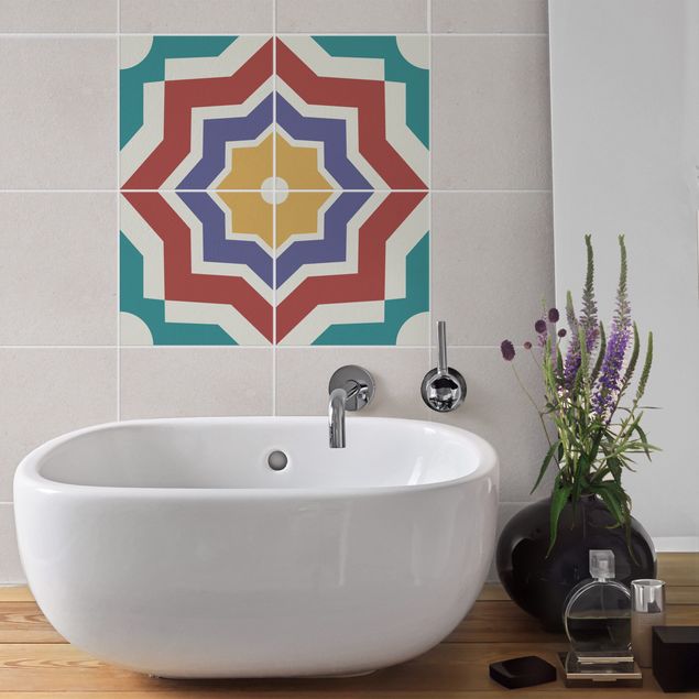 Tile sticker - 4 Moroccan tiles star pattern