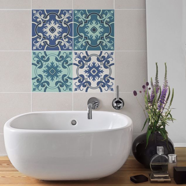 Tile sticker - 4 Spanish tiles turquoise