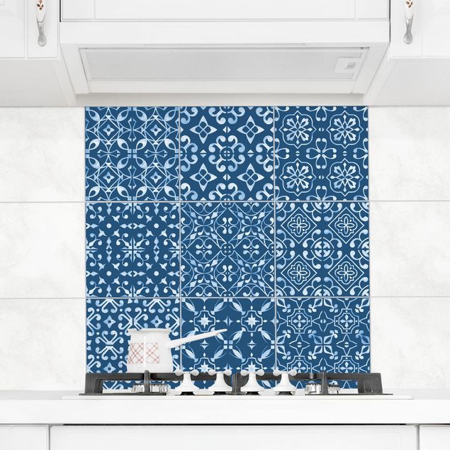 Tile sticker - Dark Blue White Pattern Series