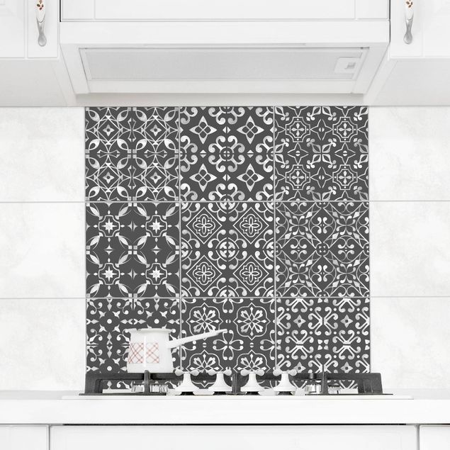 Tile sticker - Dark Gray White Pattern Series