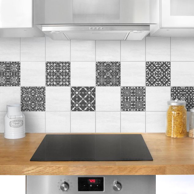 Tile sticker - Dark Gray White Pattern Series