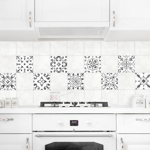 Tile sticker - Pattern Gray White Set