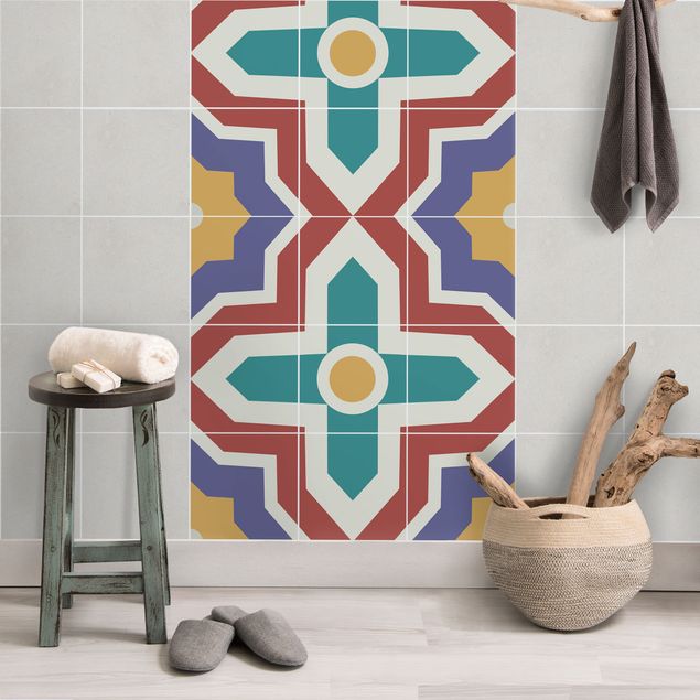 Tile sticker - Tile Sticker Set - Moroccan tiles cross ornament