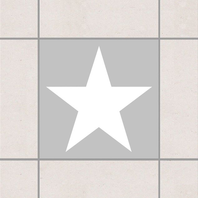 Tile sticker - Large white stars on grey