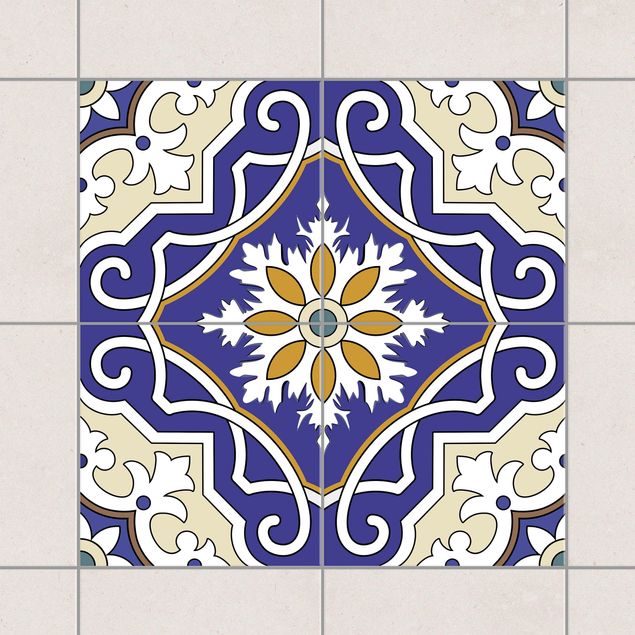 Tile sticker - Tile Sticker Set - Ornament from 4 Spanish tiles