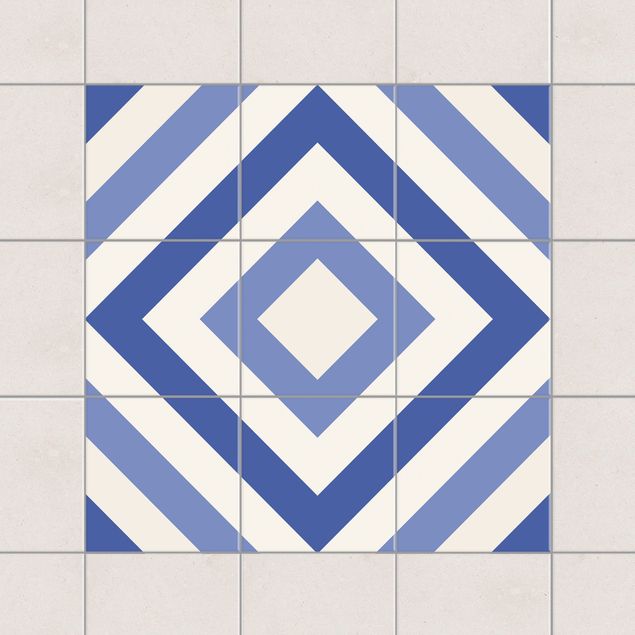 Tile sticker - Tile Sticker Set - Moroccan tiles check blue white