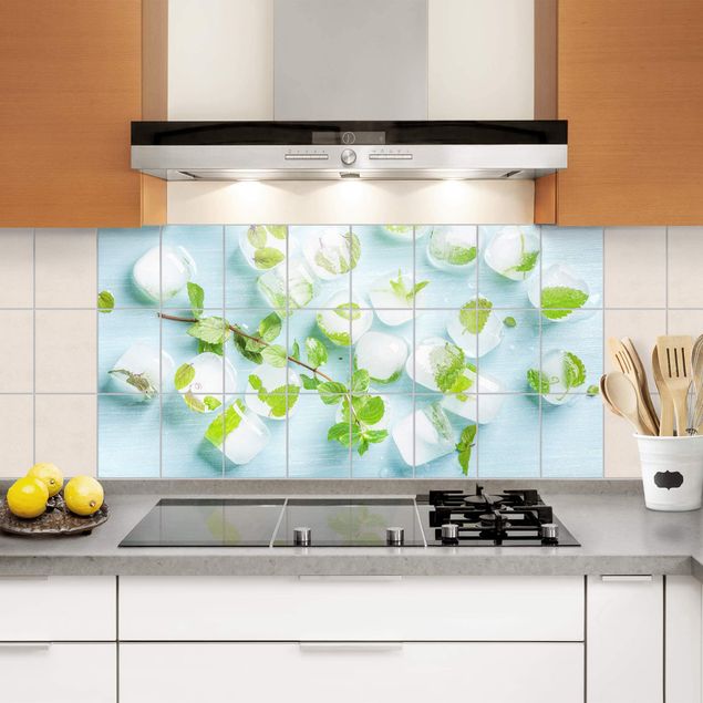 Tile sticker - Ice Cubes With Mint Leaves